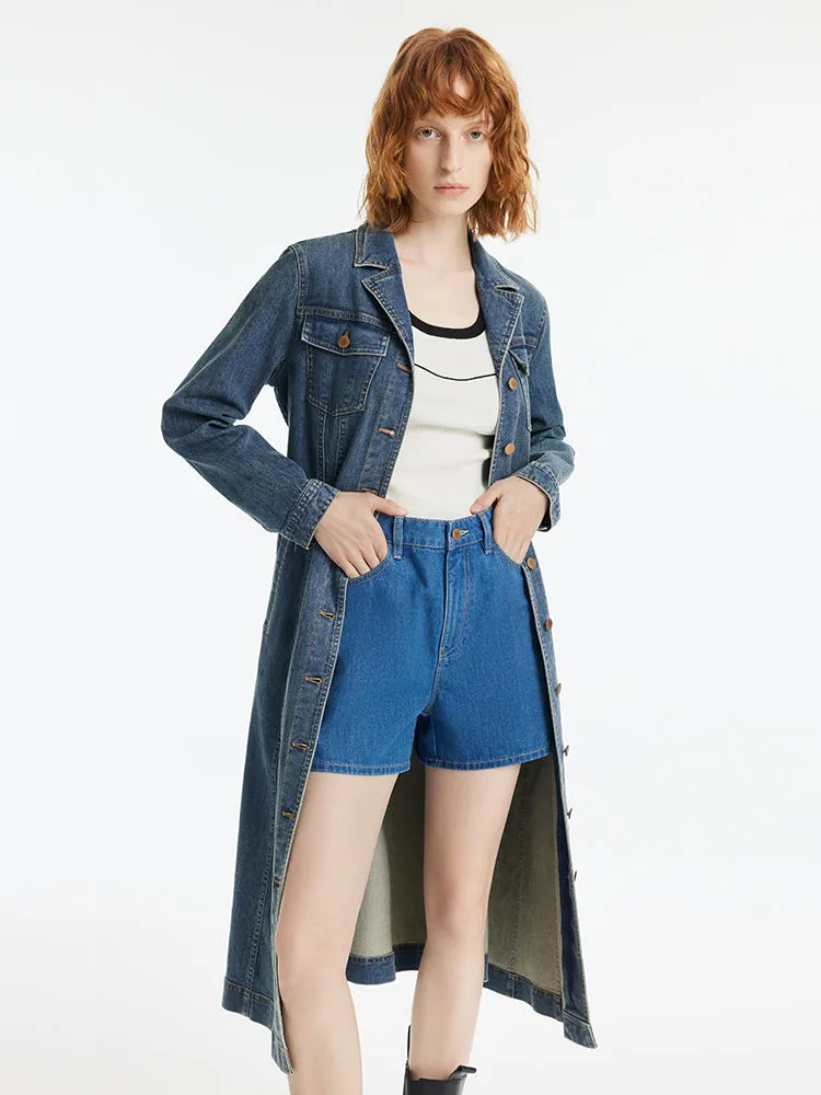 Denim Lapel Single-Breasted Women Midi Dress With Belt sold by Goelia product image thumbnail 5