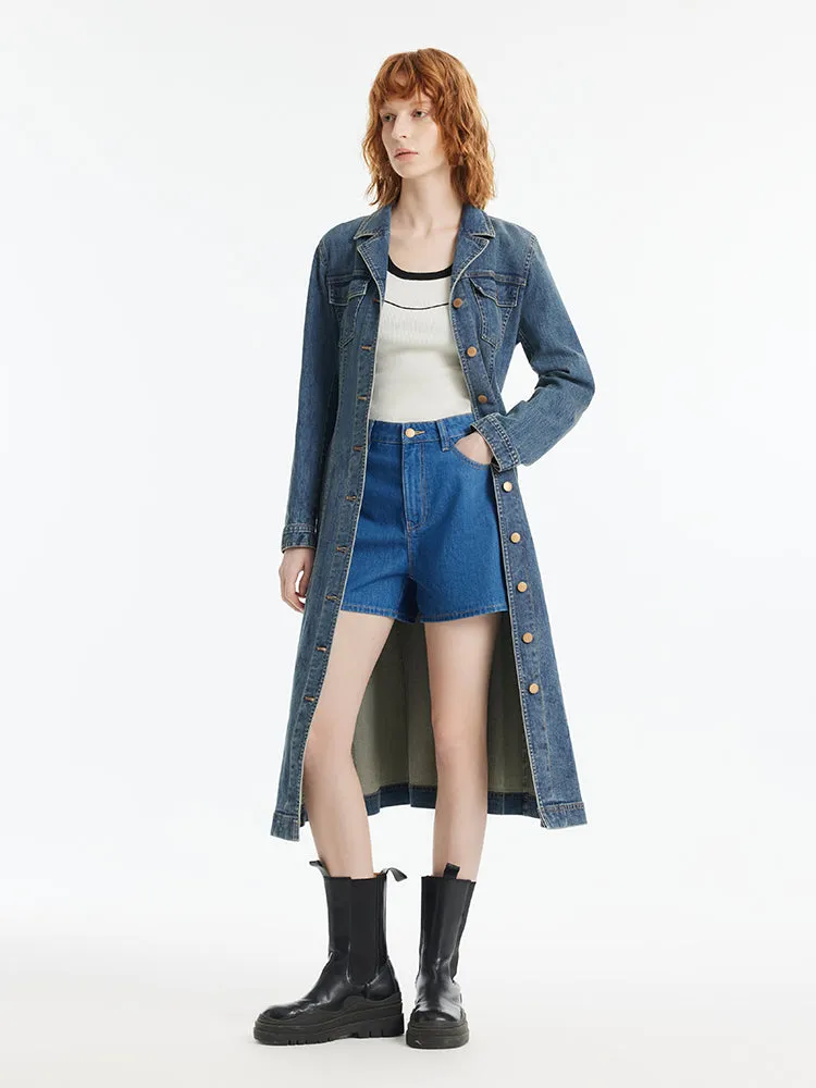 Denim Lapel Single-Breasted Women Midi Dress With Belt sold by Goelia product image thumbnail 3