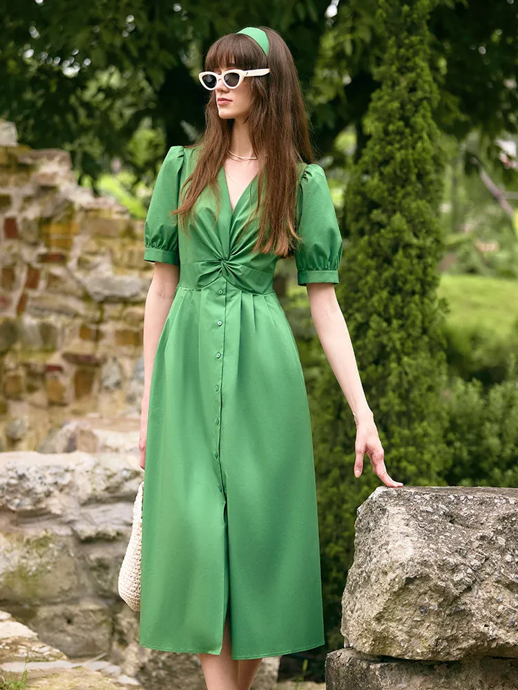 V-Neck Knotted Women Midi Dress sold by Goelia product image thumbnail 5