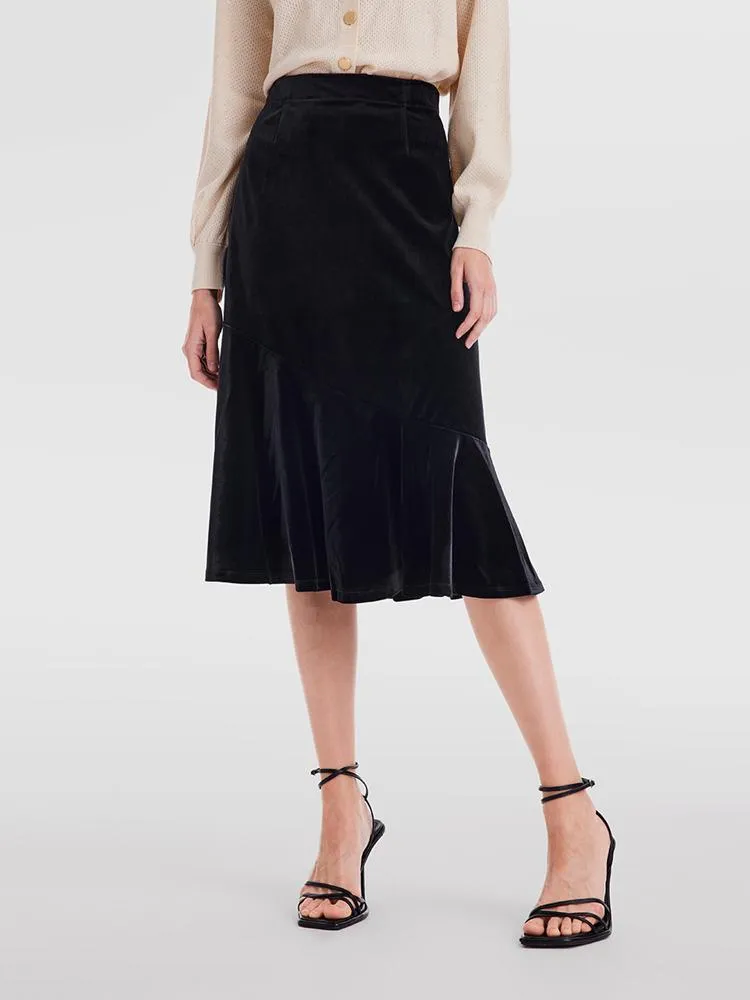 Black Velvet Mermaid Skirt sold by Goelia
