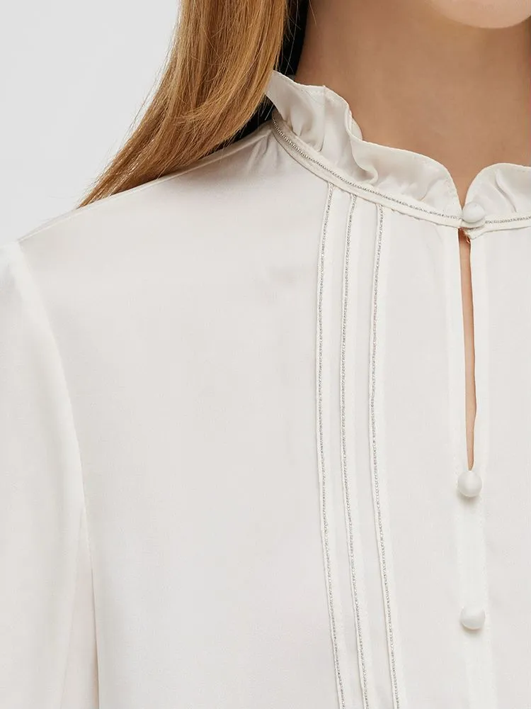 22 Momme Mulberry Silk Ruffle Collar Women Blouse sold by Goelia product image thumbnail 5