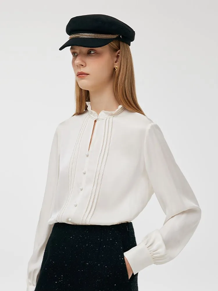 22 Momme Mulberry Silk Ruffle Collar Women Blouse sold by Goelia product image thumbnail 4