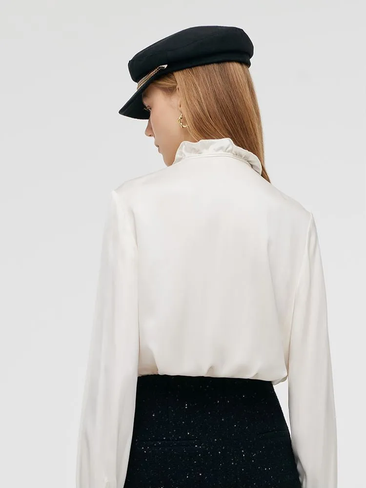 22 Momme Mulberry Silk Ruffle Collar Women Blouse sold by Goelia product image thumbnail 3