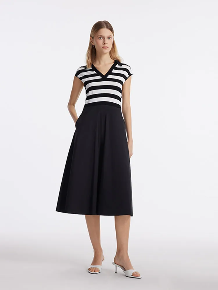 Tencel Striped Patchwork Women Midi Dress sold by Goelia product image thumbnail 2