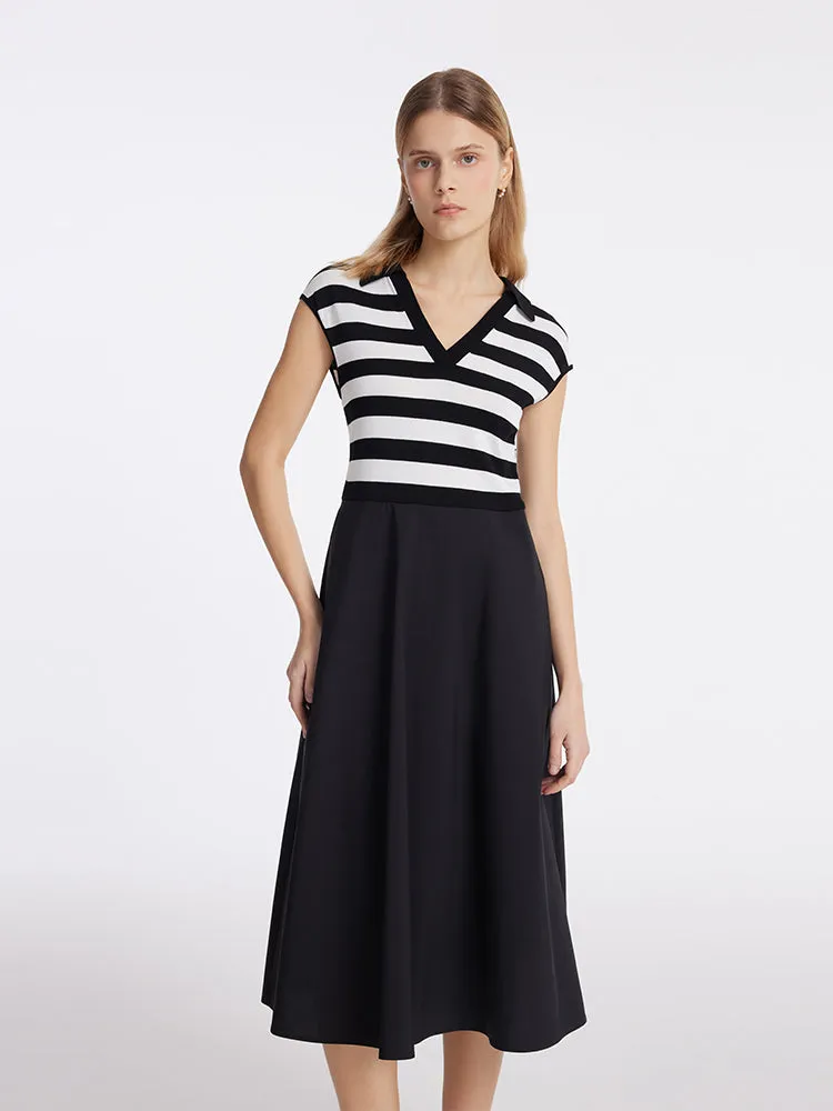 Tencel Striped Patchwork Women Midi Dress sold by Goelia product image thumbnail 3