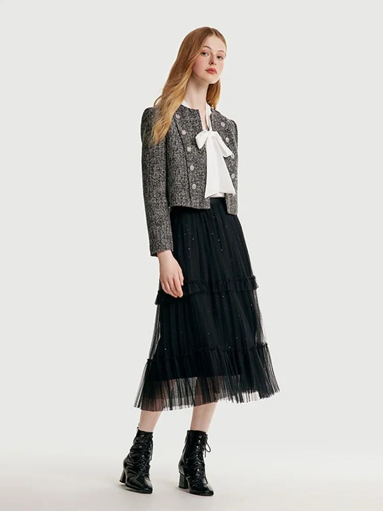 Classic Tweed Cropped Women Jacket sold by Goelia product image thumbnail 4