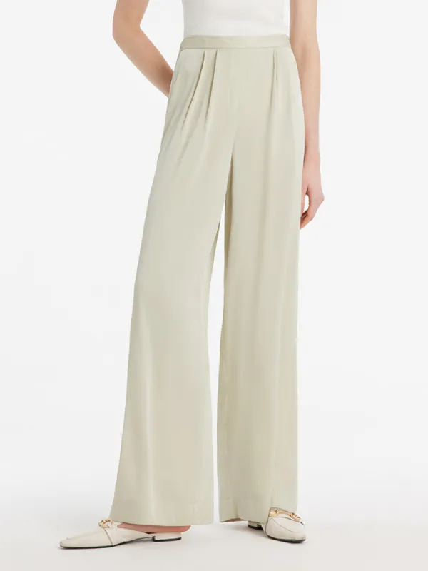22 Momme Mulberry Silk Straight Women Pants With Elastic Waistband And Sleep Mask sold by Goelia
