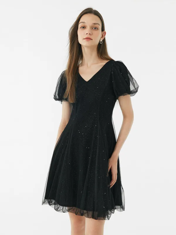 Sequined Fitted A-Line Midi Dress sold by Goelia