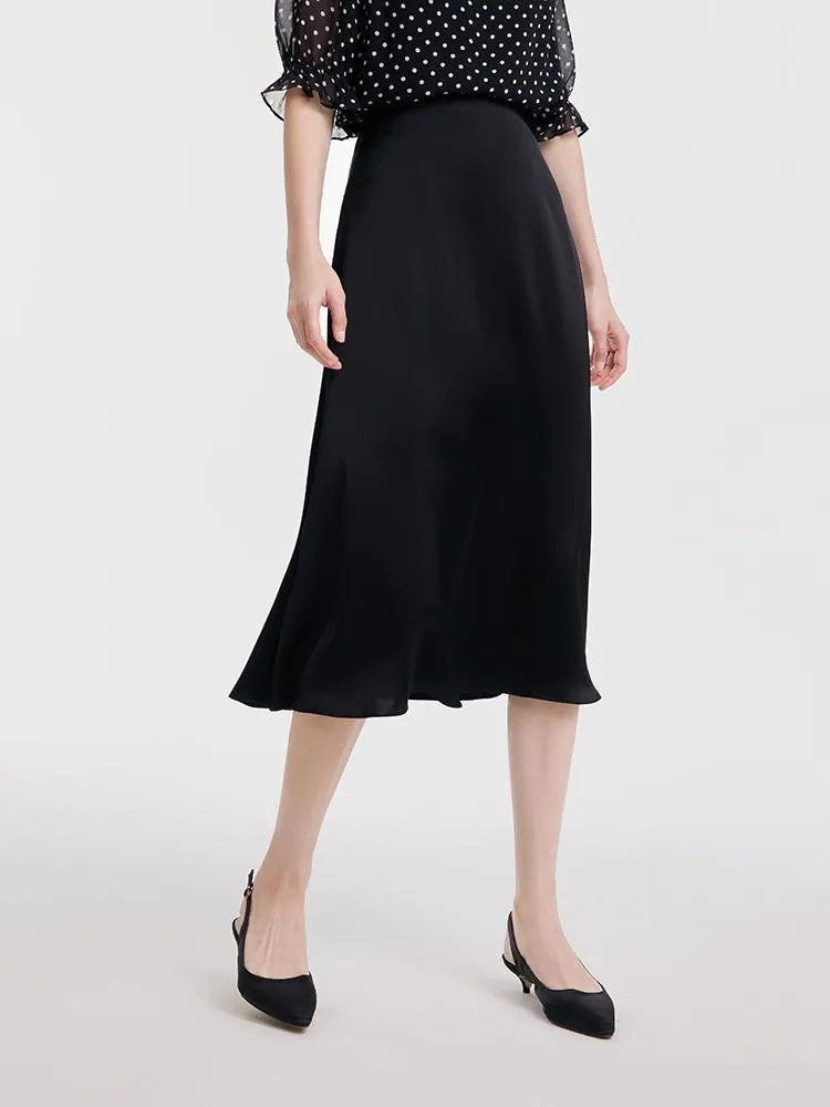 Black Triacetate A-line Women Skirt sold by Goelia