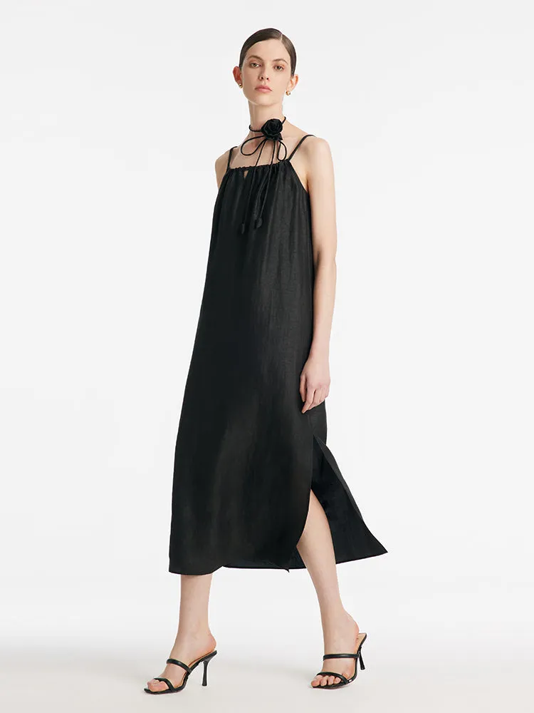 18 Momme Xiang Yun Silk Women Spaghetti Strap Maxi Dress With 3D Rose Belt sold by Goelia product image thumbnail 4