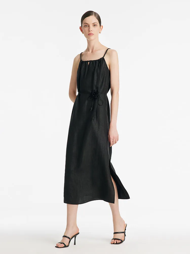 18 Momme Xiang Yun Silk Women Spaghetti Strap Maxi Dress With 3D Rose Belt sold by Goelia product image thumbnail 2