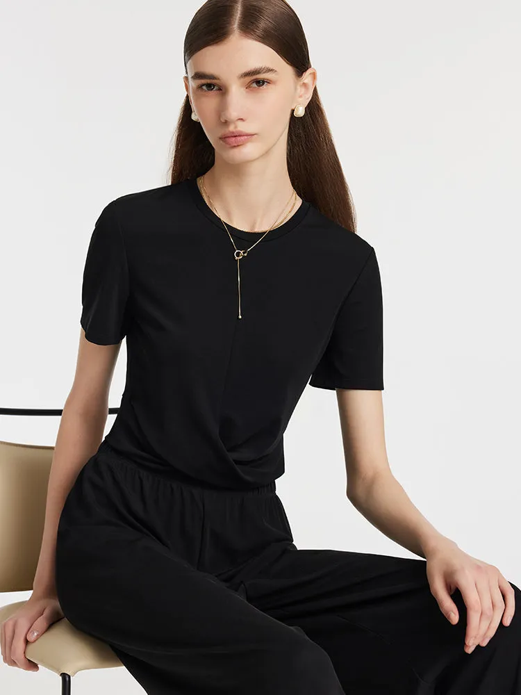 Acetate Crop T-shirt And Straight Pants Two-Piece Set sold by Goelia product image thumbnail 5