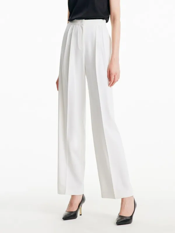 White Wide Leg Suit Pants sold by Goelia
