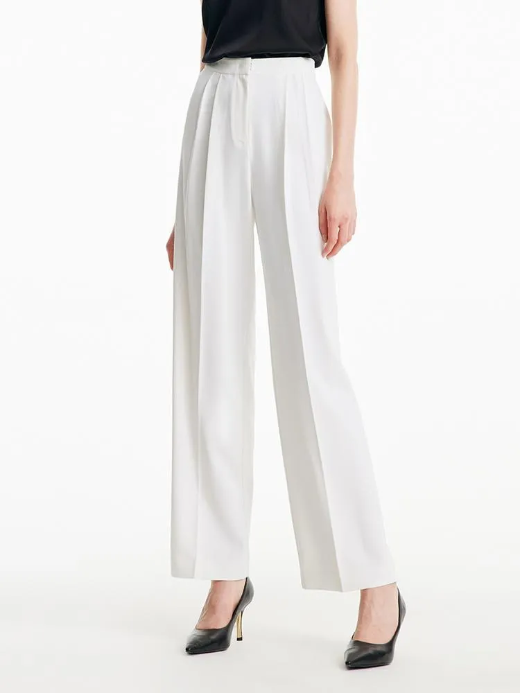 White Wide Leg Suit Pants sold by Goelia