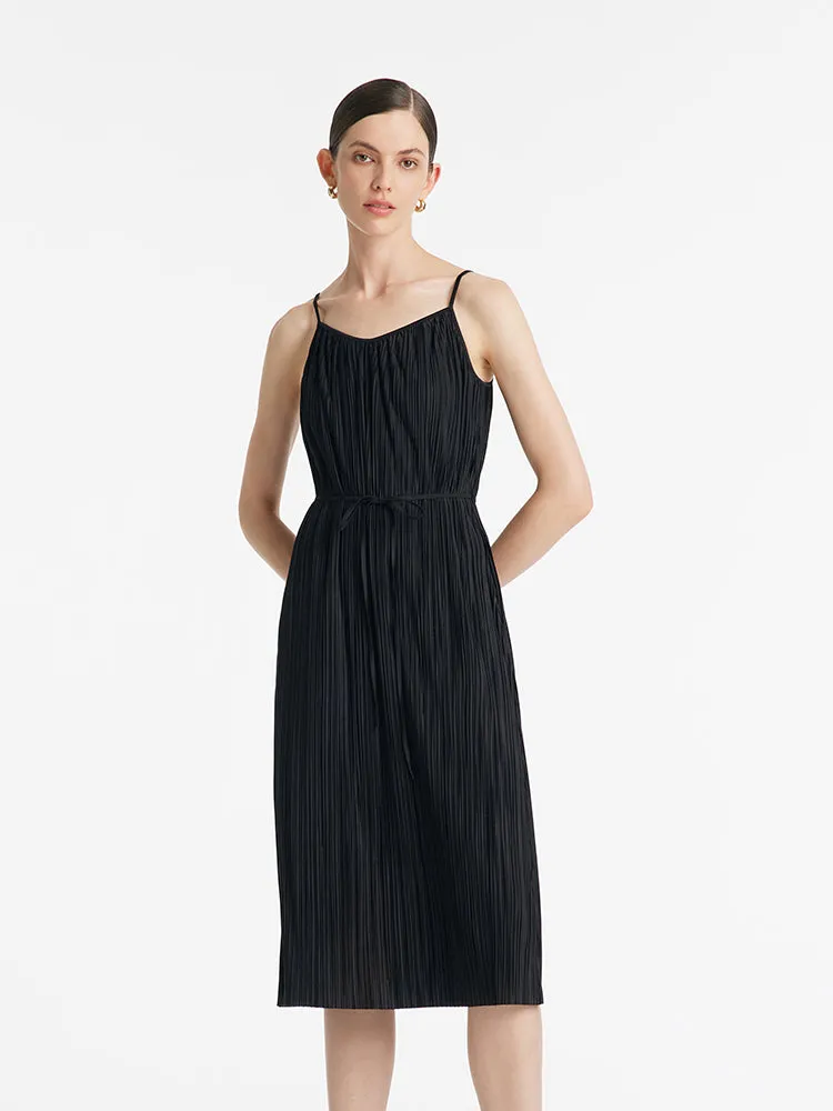 Pleated Spaghetti Strap Midi Dress And Knitted Openwork Cardigan Two-Piece Set sold by Goelia product image thumbnail 4