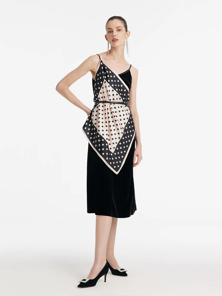 Black And Pink Polka Dots Printed 90 Square Pure Silk Scarf sold by Goelia product image thumbnail 4