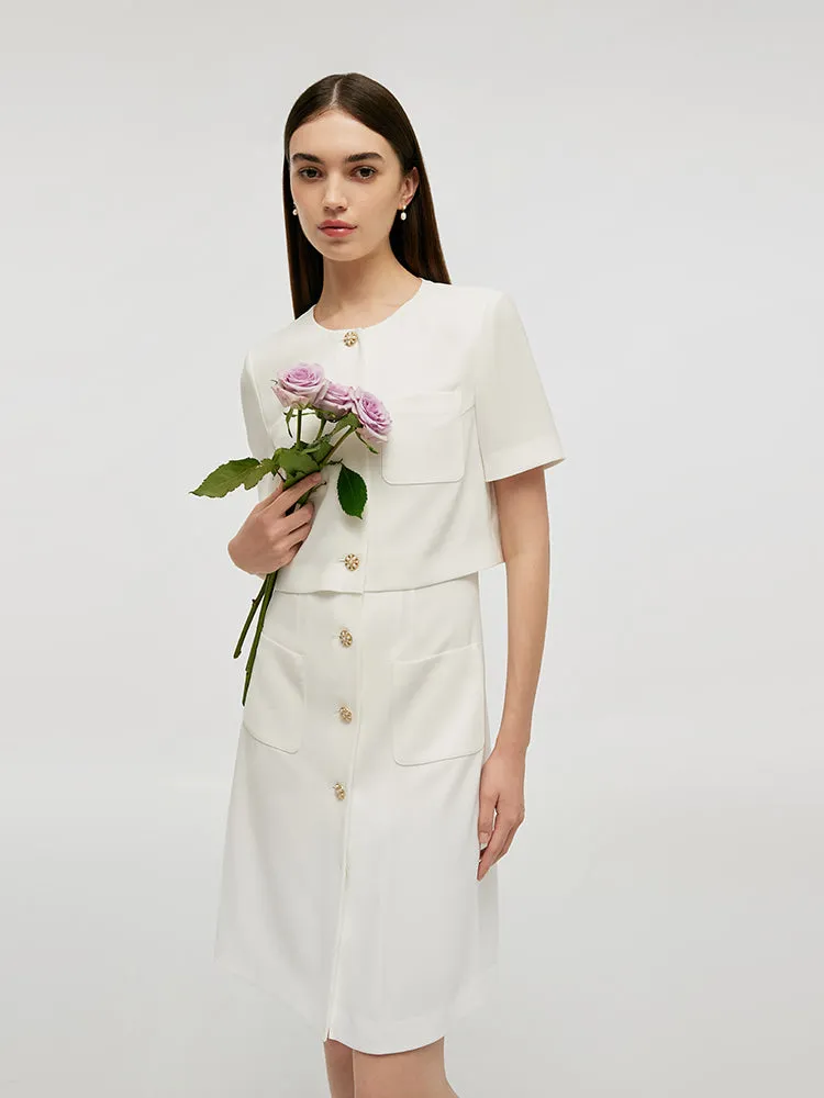 Triacetate Faux-Layered Single-Breasted Women Mini Dress sold by Goelia product image thumbnail 2