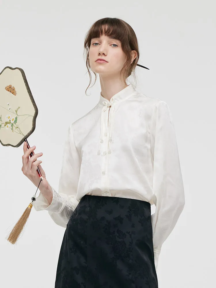 Jacquard Mandarin Collared Women Shirt sold by Goelia product image thumbnail 4