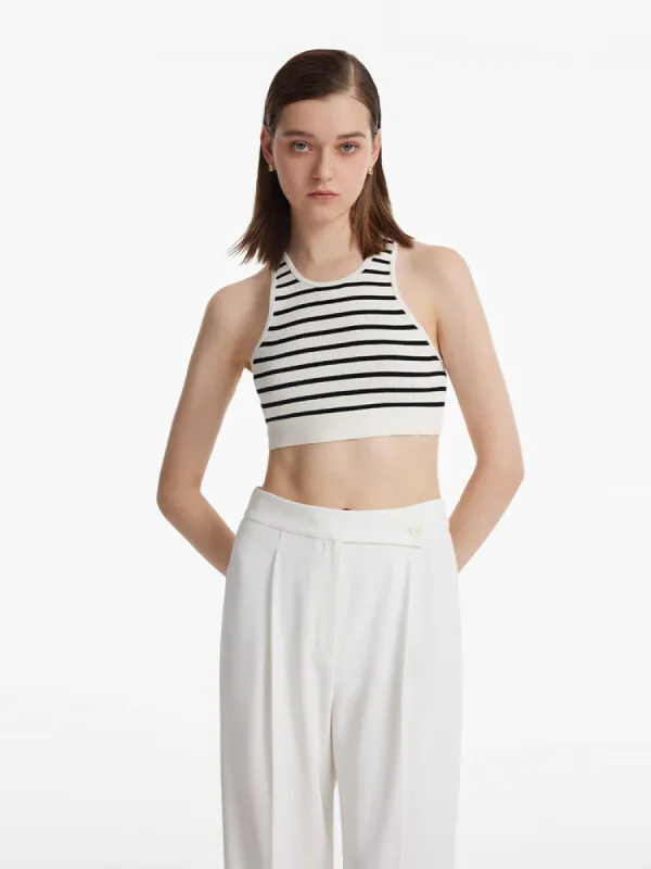 Striped Women Crop Tank Top sold by Goelia