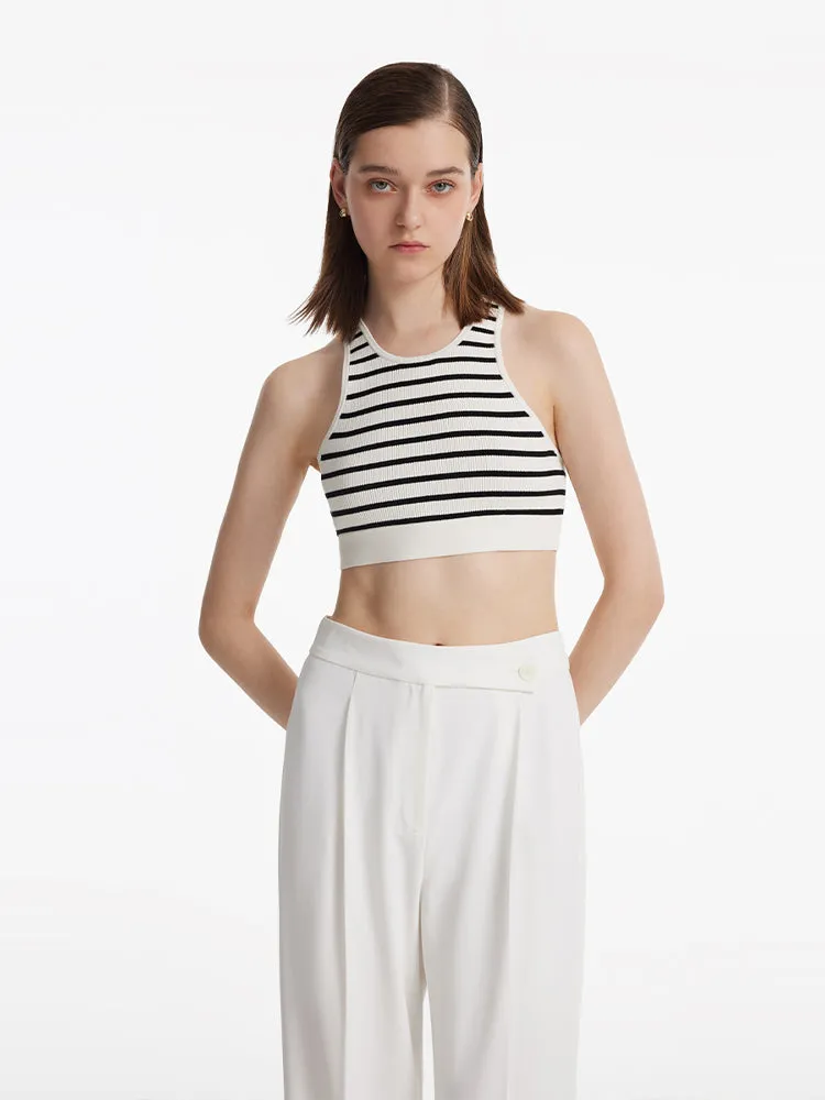 Striped Women Crop Tank Top sold by Goelia