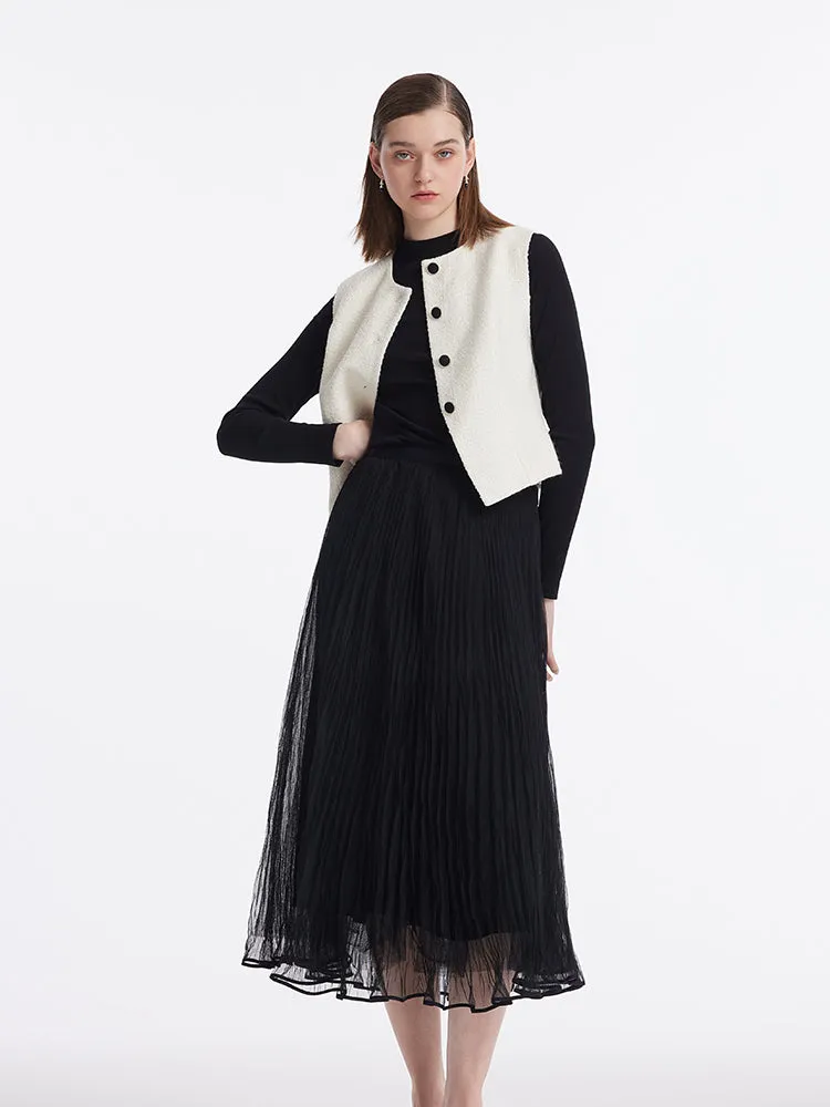 Single-Breasted Vest And Sheath Sweater And Tulle Skirt Three-Piece Set sold by Goelia product image thumbnail 3
