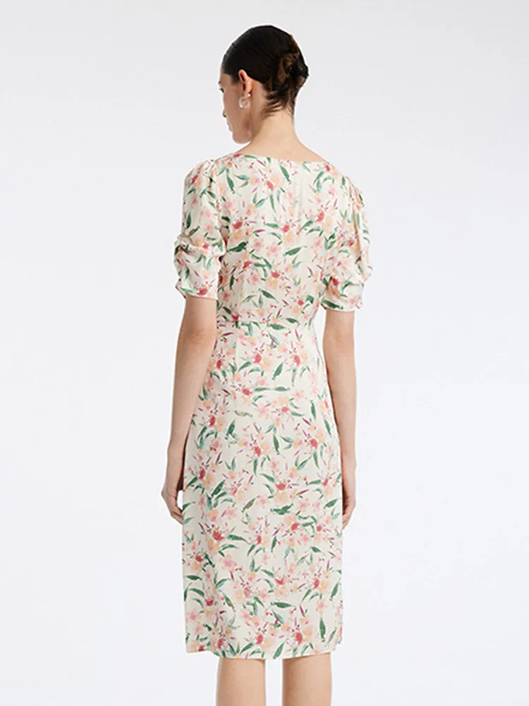 19 Momme Silk Floral Square Neck Midi Dress sold by Goelia product image thumbnail 5