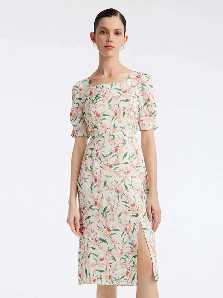 19 Momme Silk Floral Square Neck Midi Dress sold by Goelia product image thumbnail 2