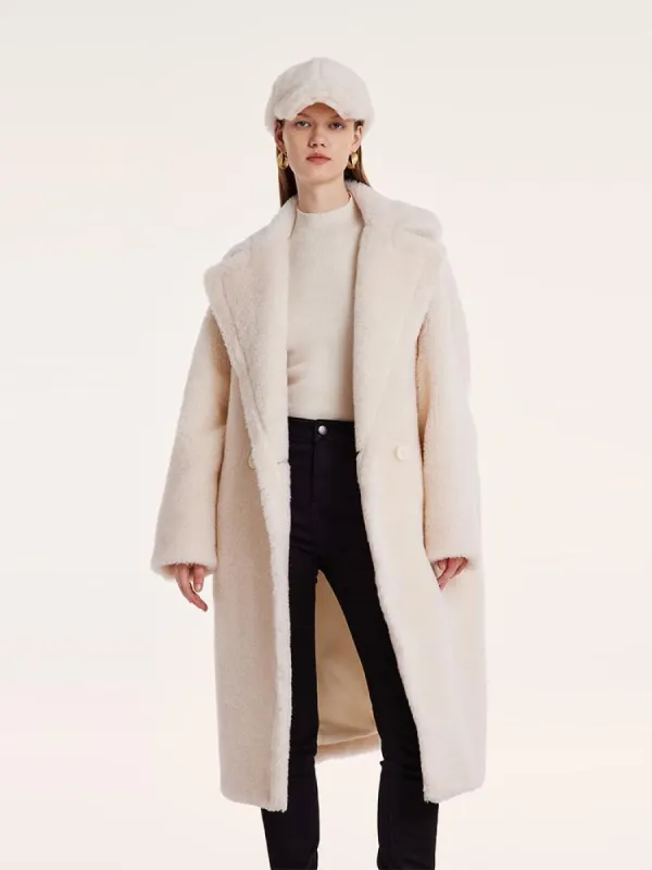 Teddy Lamb Wool Lapel Oversized Coat sold by Goelia