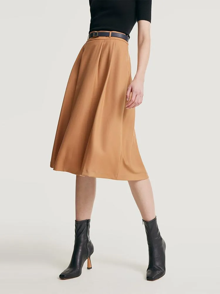 Worsted Woolen A-shaped Half Skirt With Leather Belt sold by Goelia product image thumbnail 5