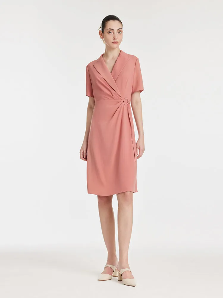 Acetate Gathered Waist Notched Lapel Women Mini Dress sold by Goelia product image thumbnail 2