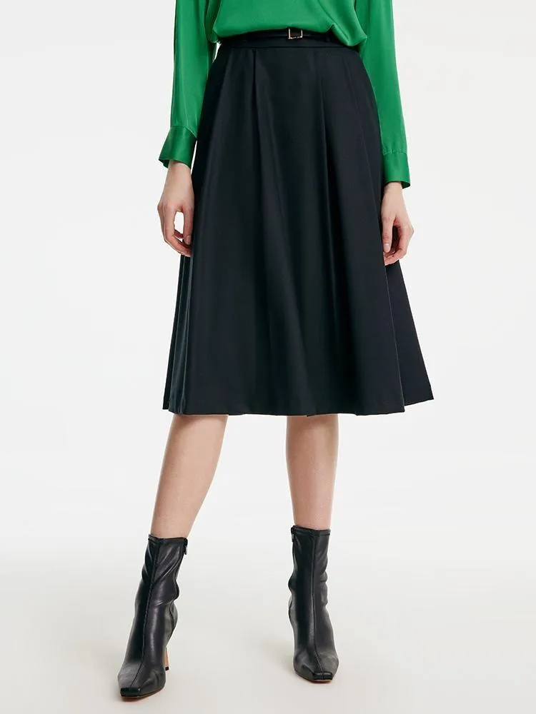 Worsted Woolen A-shaped Half Skirt With Leather Belt sold by Goelia product image thumbnail 2