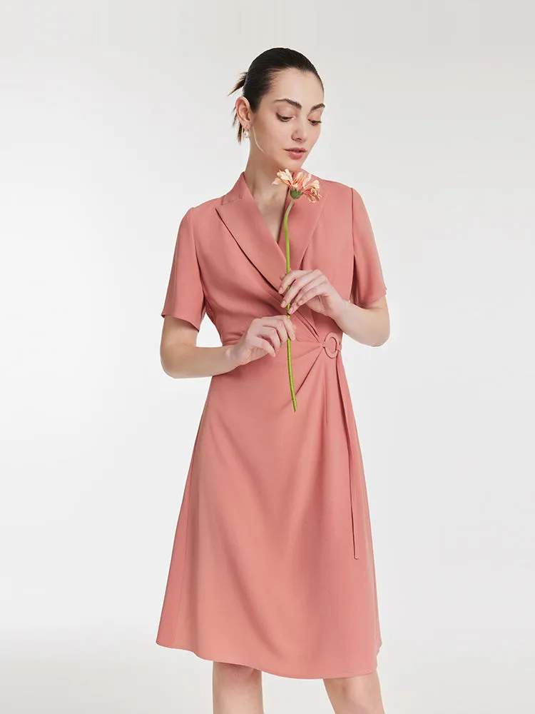 Acetate Gathered Waist Notched Lapel Women Mini Dress sold by Goelia product image thumbnail 4