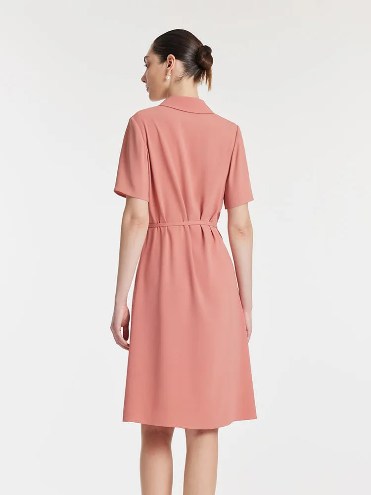 Acetate Gathered Waist Notched Lapel Women Mini Dress sold by Goelia product image thumbnail 5