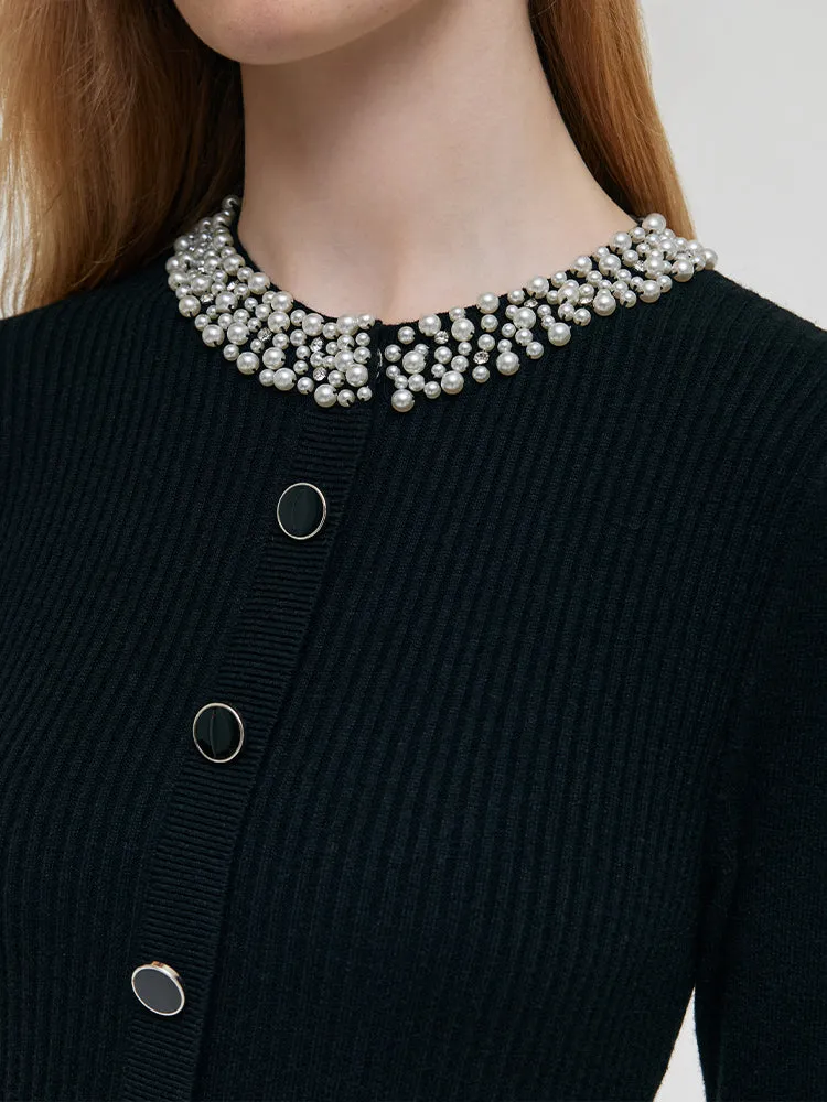 Wool Blend Beaded Neck Women Midi Dress sold by Goelia product image thumbnail 5