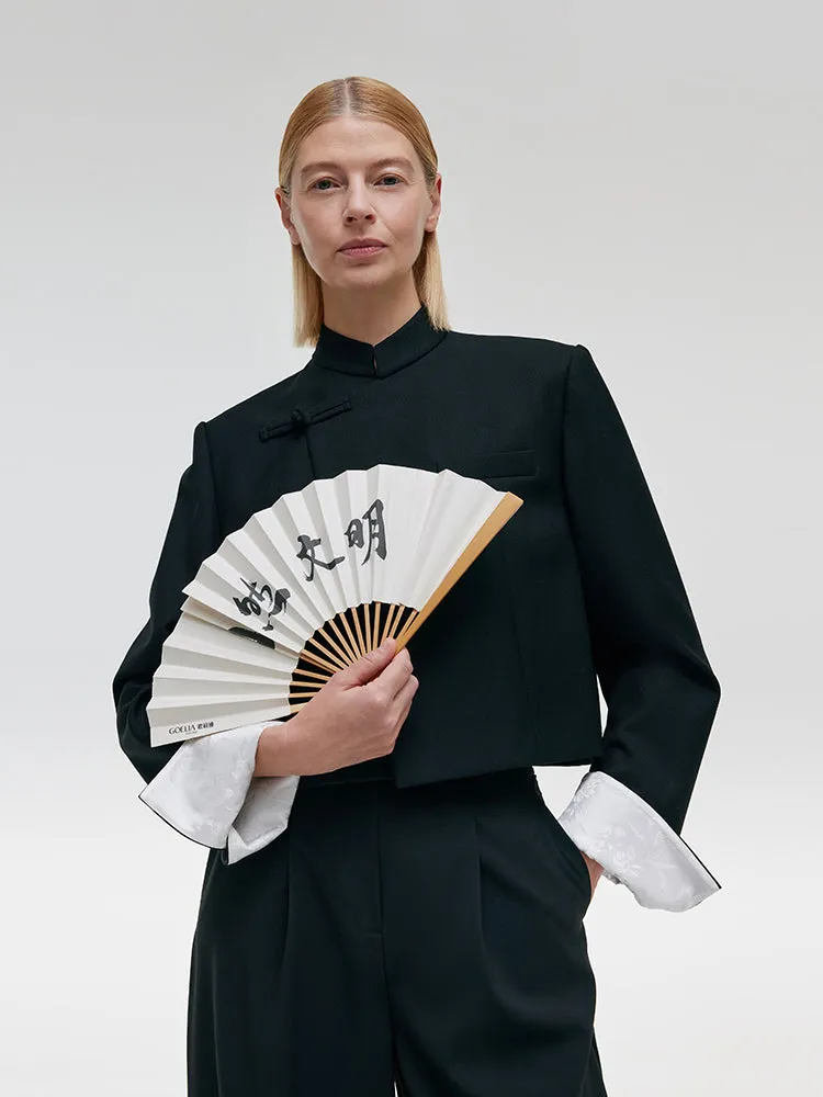 Worsted Wool New Chinese-Style Women Crop Jacket sold by Goelia