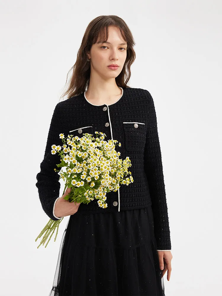 Wool-Blend Sequins Knitted Women Cardigan sold by Goelia product image thumbnail 5