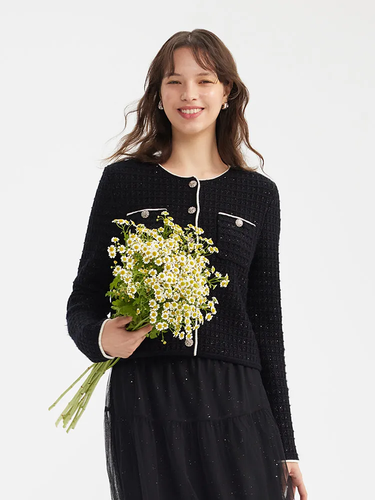 Wool-Blend Sequins Knitted Women Cardigan sold by Goelia product image thumbnail 4