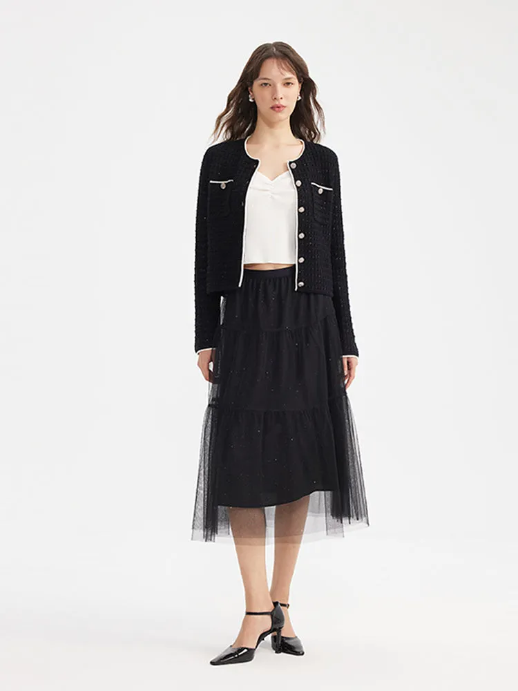 Wool-Blend Sequins Knitted Women Cardigan sold by Goelia product image thumbnail 3