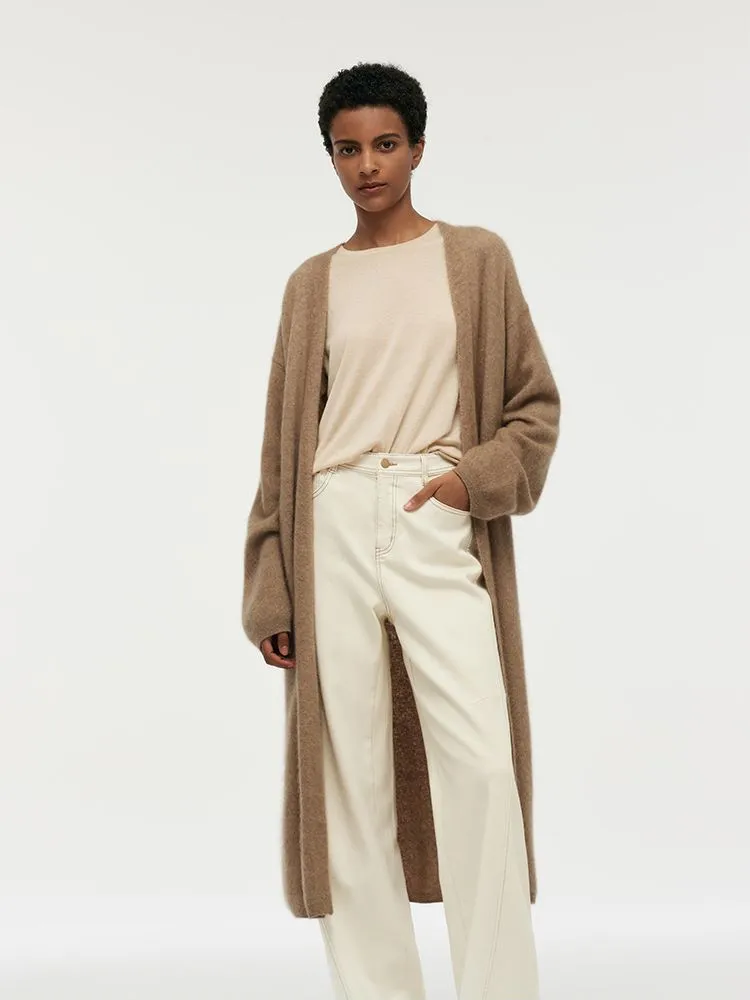 Light Camel Brushed Cashmere Long Women Cardigan sold by Goelia product image thumbnail 5
