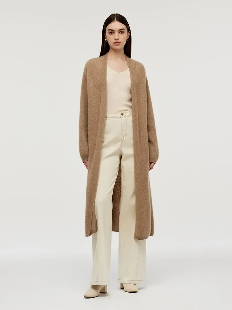 Light Camel Brushed Cashmere Long Women Cardigan sold by Goelia product image thumbnail 2