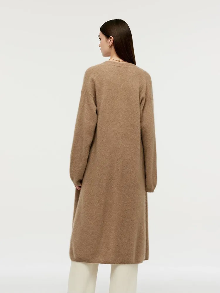 Light Camel Brushed Cashmere Long Women Cardigan sold by Goelia product image thumbnail 3