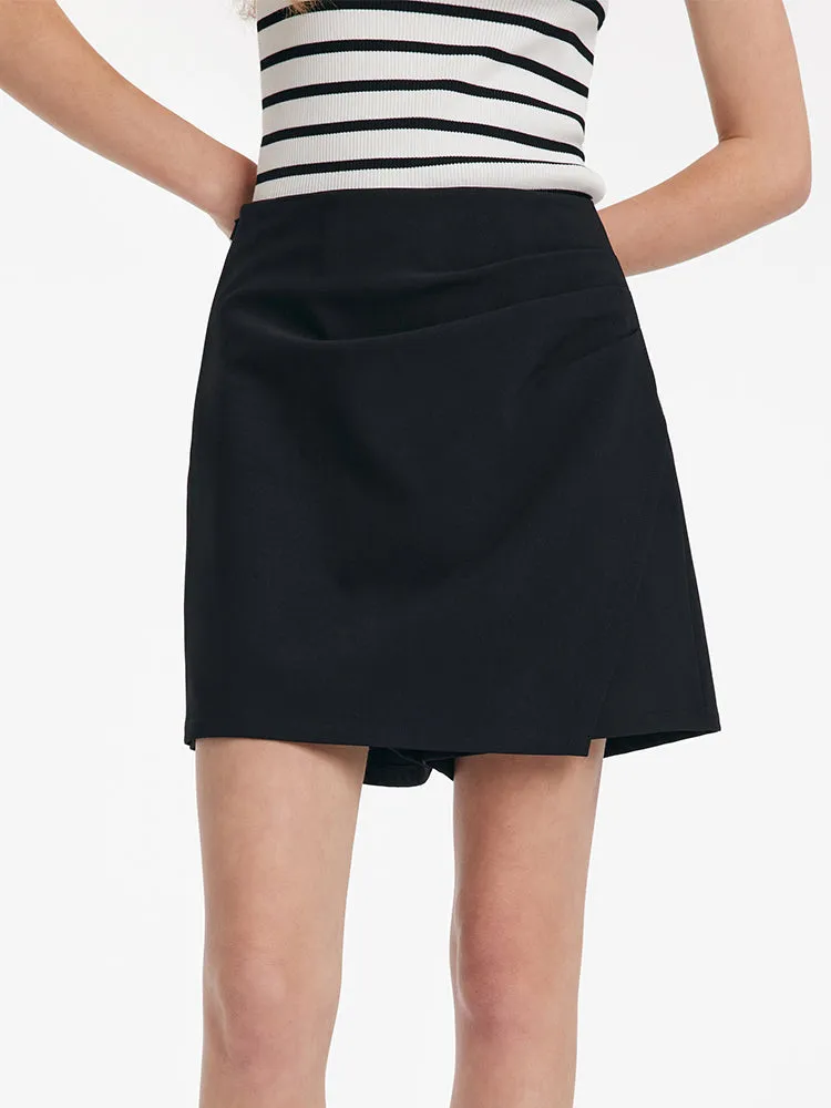 Asymmetric Ruched A-Line Skort sold by Goelia