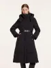 Hooded Gathered Waist Long Goose Down Garment With Belt sold by Goelia