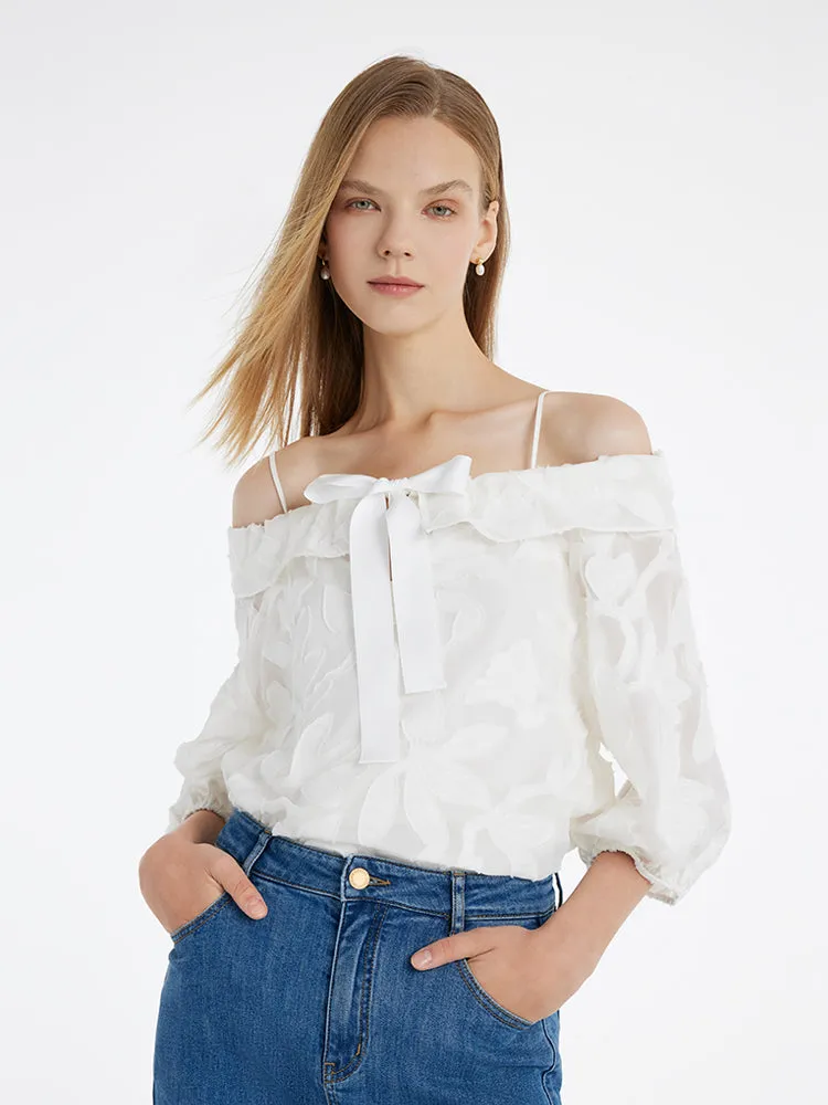 8.5 Momme Mulberry Silk Off Shoulder Women Blouse sold by Goelia