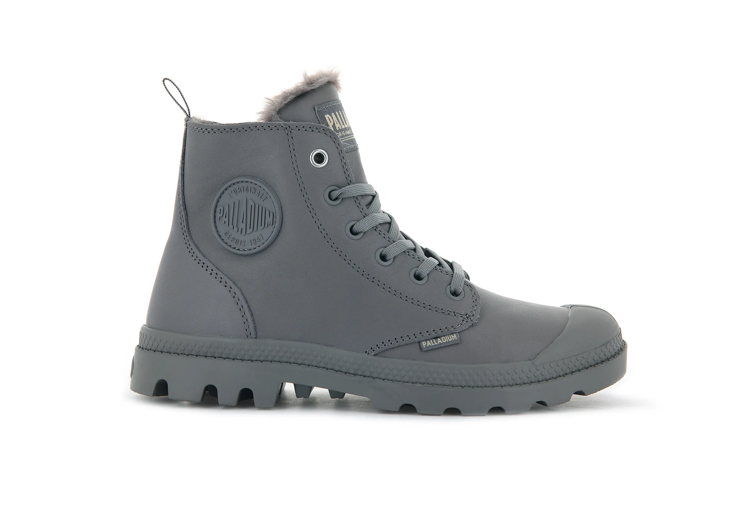 97223-071-M | PAMPA HI ZIP LEATHER S | GRAY FLANNEL sold by Palladium Boots