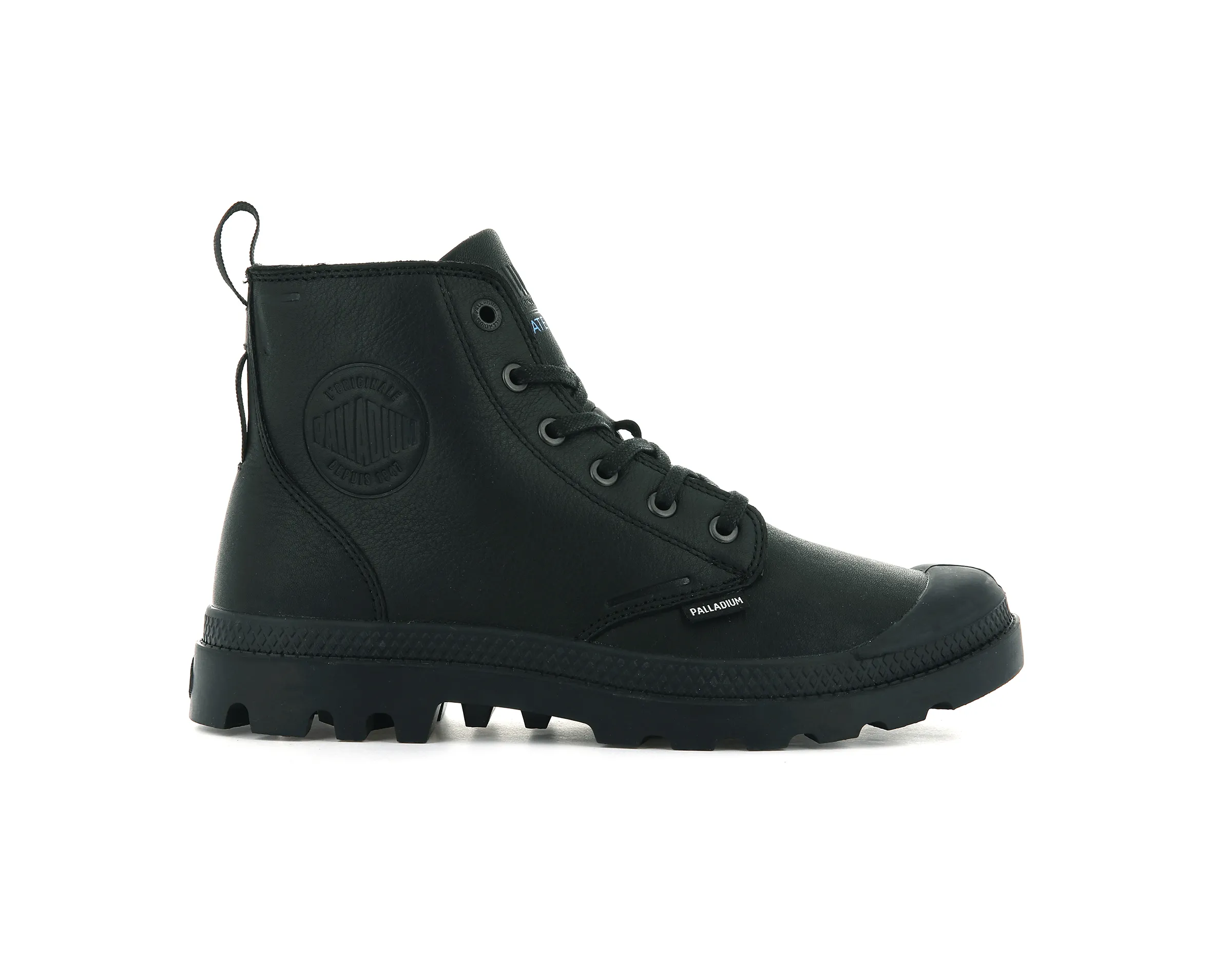 77047-008-M | PAMPA HI ESS LTH WP | BLACK/BLACK sold by Palladium Boots