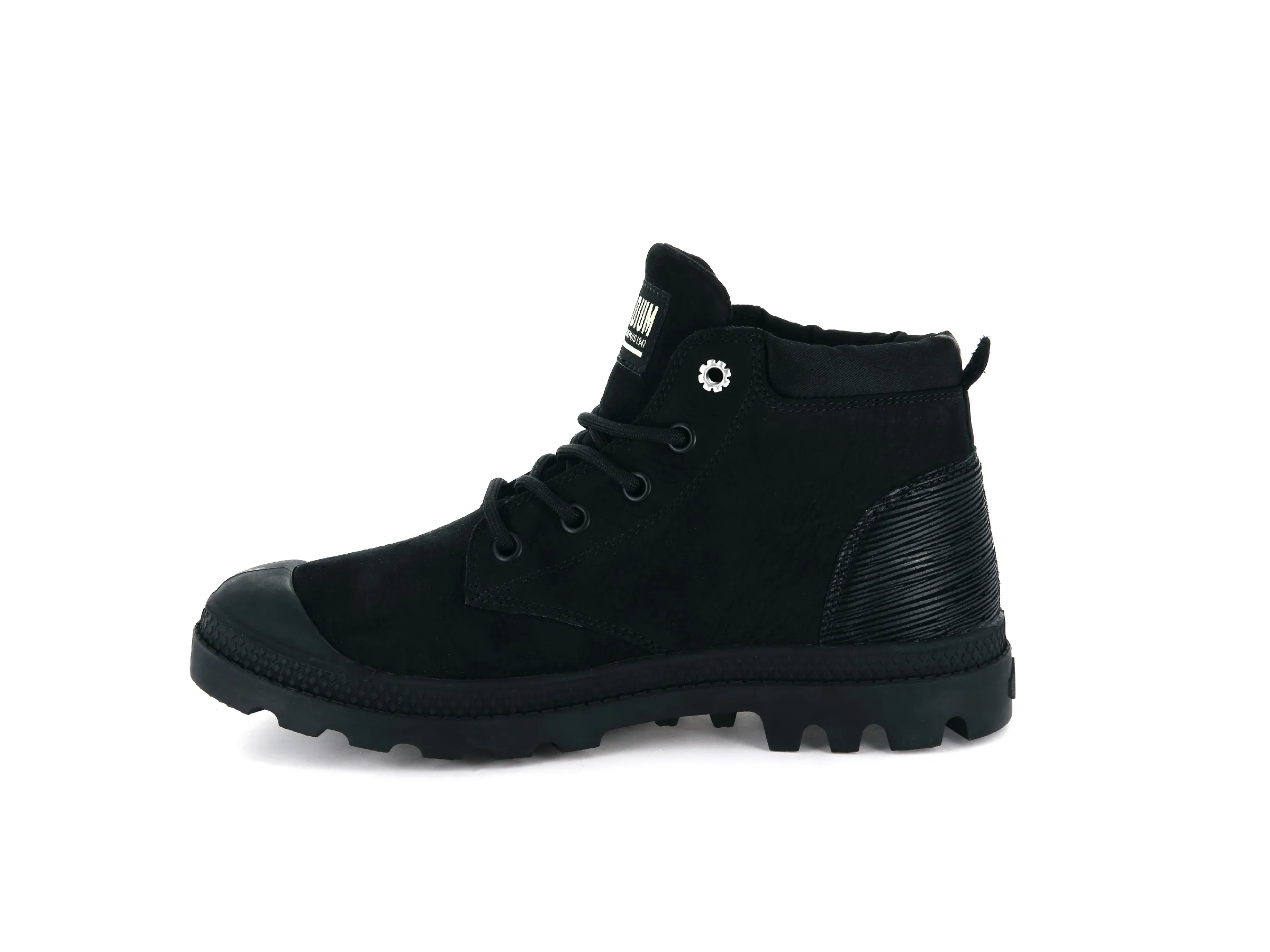 95561-035-M | WOMENS PAMPA LO CUFF LEATHER | BLACK/GREEN SHEEN sold by Palladium Boots product image thumbnail 4