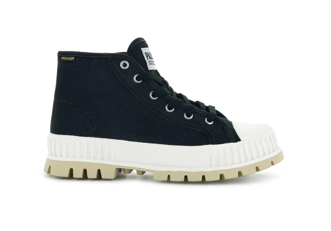 76681-002-M | PALLASHOCK MID OG | BLACK/WHITE sold by Palladium Boots