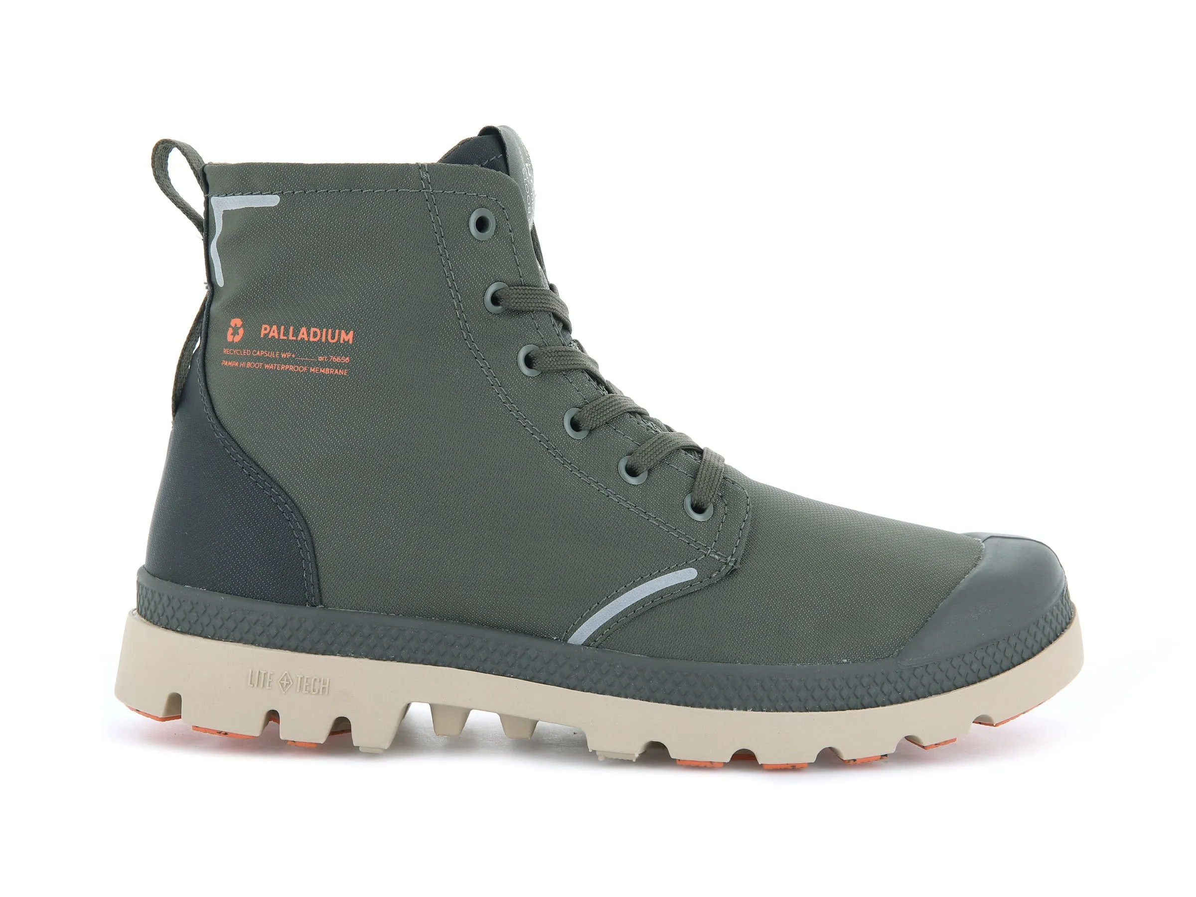 76656-313-M | PAMPA LITE+ RECYCLE WP+ | OLIVE NIGHT/BELUGA sold by Palladium Boots