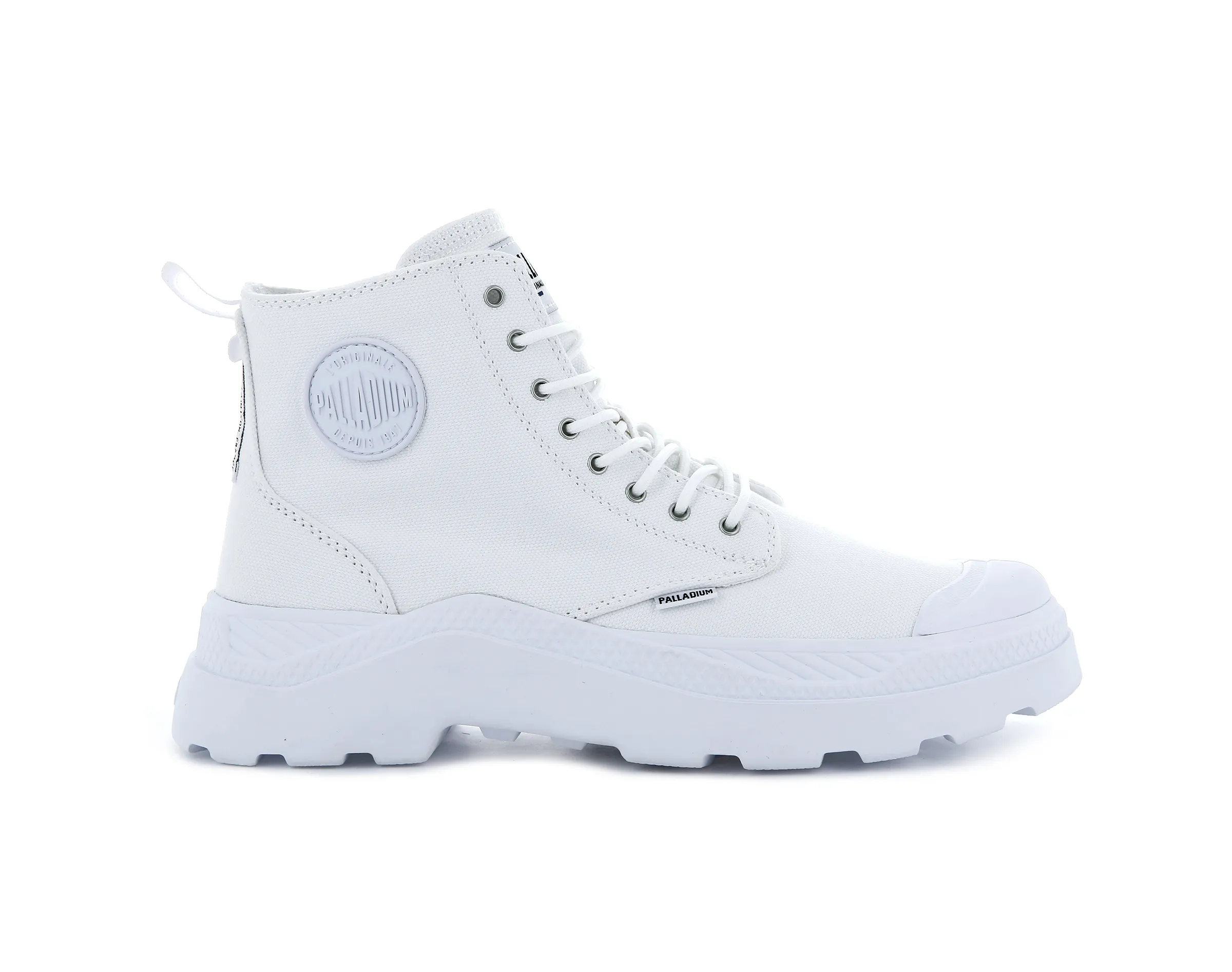 76691-100-M | PALLAKIX HI CANVAS | WHITE sold by Palladium Boots
